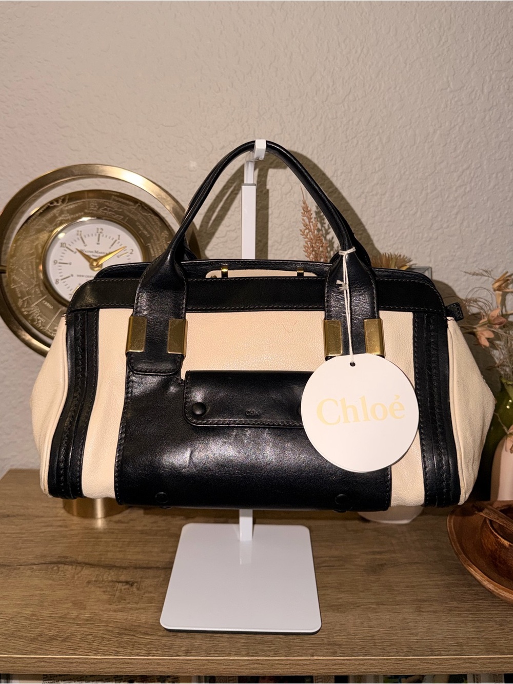 Chloé Black and Cream Leather handbag